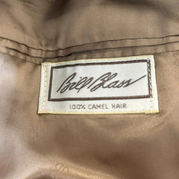 Bill Blass Vintage 100% Camel Hair Gray Brown Herringbone Tweed Blazer - Picture 3 of 8